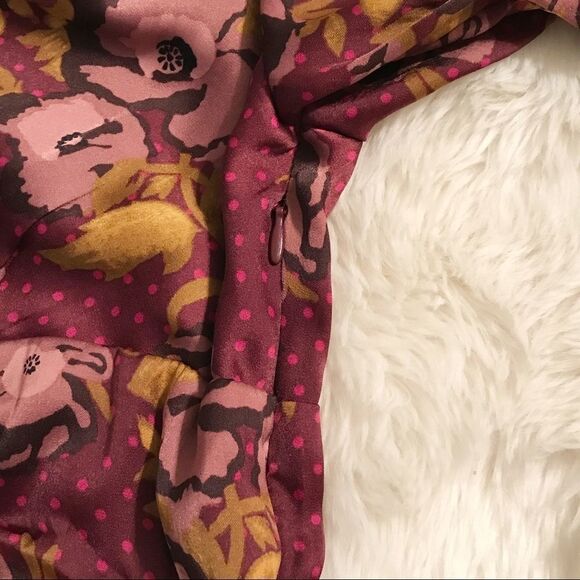 FREE PEOPLE Morning‎ Light Mini Dress Long Sleeve Floral Satin Purple Size 0 New - Picture 10 of 16